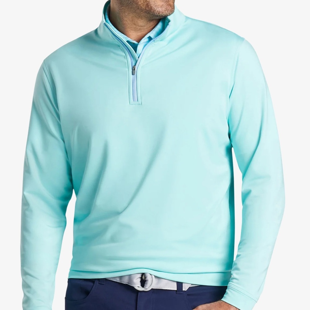 Peter Millar Perth Stretch Loop Terry Quarter-Zip Pullover, Cabana Blue